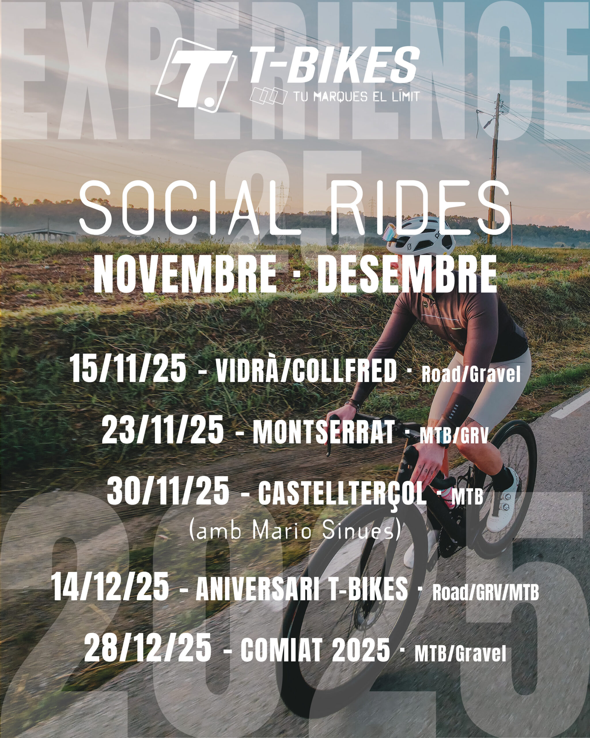 CALENDARI DE SORTIDES T-BIKES EXPERIENCE